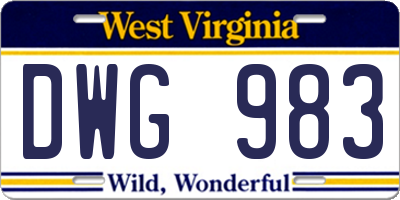WV license plate DWG983