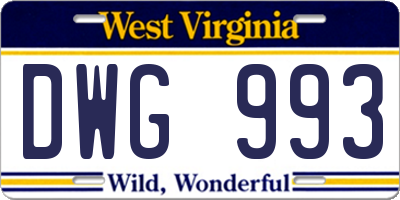 WV license plate DWG993