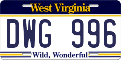 WV license plate DWG996