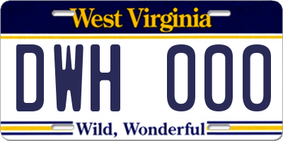 WV license plate DWH000