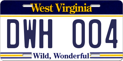 WV license plate DWH004