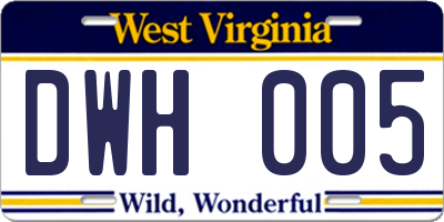 WV license plate DWH005