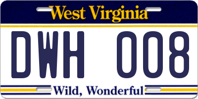 WV license plate DWH008