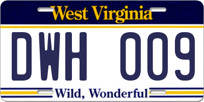 WV license plate DWH009