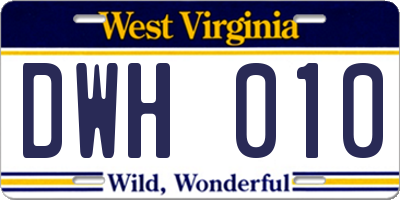 WV license plate DWH010