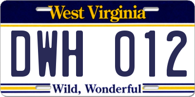 WV license plate DWH012