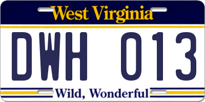 WV license plate DWH013