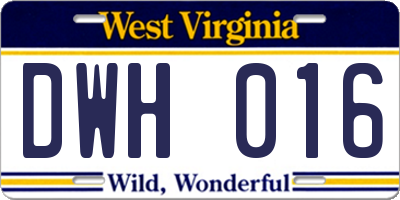 WV license plate DWH016