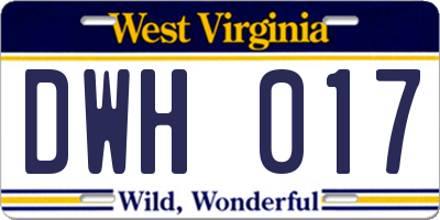 WV license plate DWH017