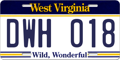 WV license plate DWH018