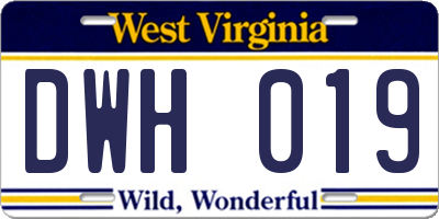 WV license plate DWH019
