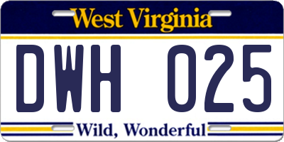 WV license plate DWH025
