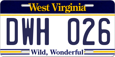 WV license plate DWH026