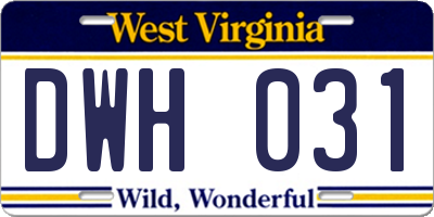 WV license plate DWH031