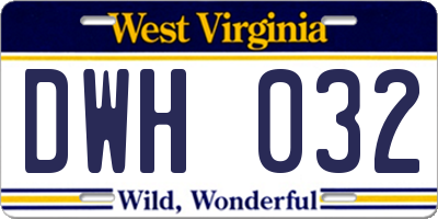 WV license plate DWH032