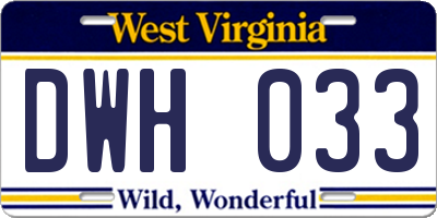 WV license plate DWH033