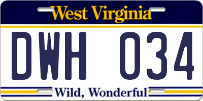 WV license plate DWH034