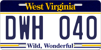 WV license plate DWH040