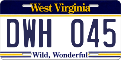 WV license plate DWH045