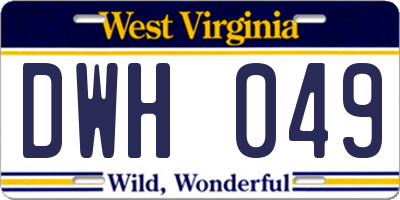 WV license plate DWH049