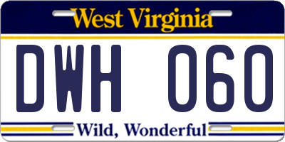 WV license plate DWH060