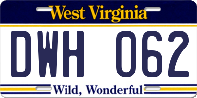 WV license plate DWH062
