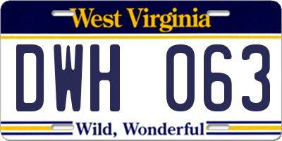 WV license plate DWH063