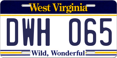 WV license plate DWH065