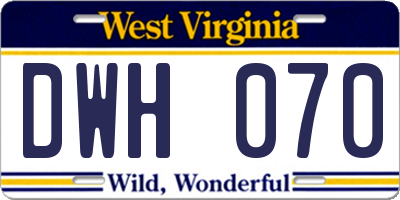 WV license plate DWH070