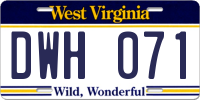 WV license plate DWH071