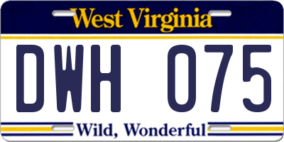 WV license plate DWH075