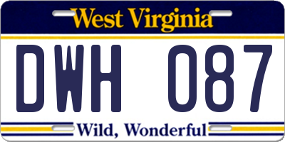WV license plate DWH087