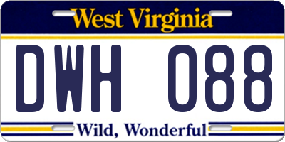 WV license plate DWH088