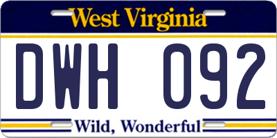WV license plate DWH092