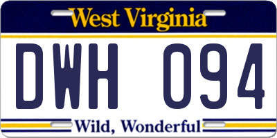 WV license plate DWH094