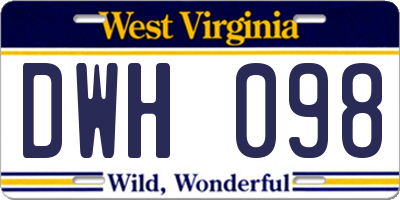 WV license plate DWH098