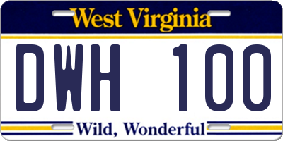 WV license plate DWH100