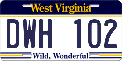 WV license plate DWH102