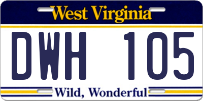 WV license plate DWH105