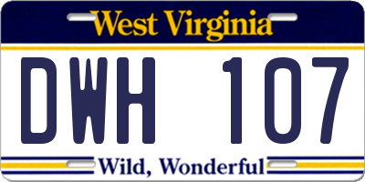 WV license plate DWH107