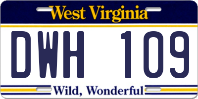 WV license plate DWH109