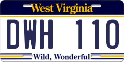 WV license plate DWH110