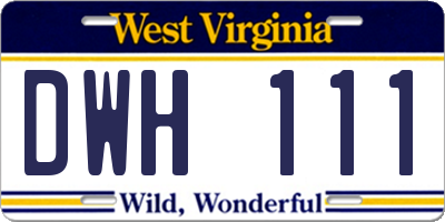 WV license plate DWH111