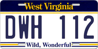 WV license plate DWH112
