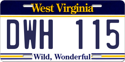 WV license plate DWH115