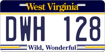 WV license plate DWH128