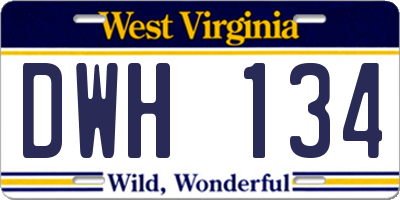 WV license plate DWH134