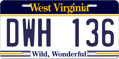 WV license plate DWH136