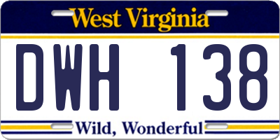 WV license plate DWH138