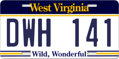 WV license plate DWH141